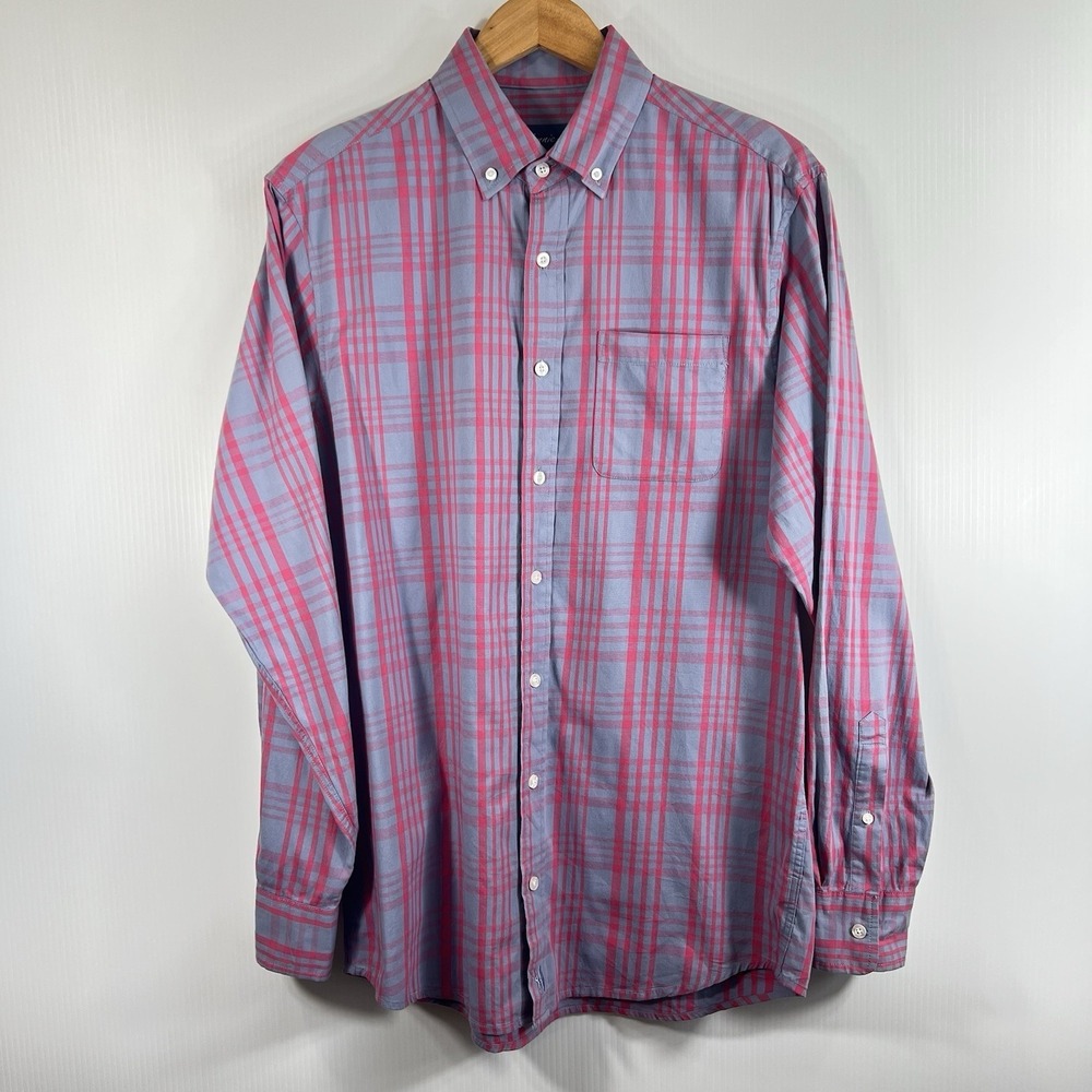 Johnnie-O Mens Plaid Button Down Shirt Size Small Cotton Long Sleeve Pink Purple